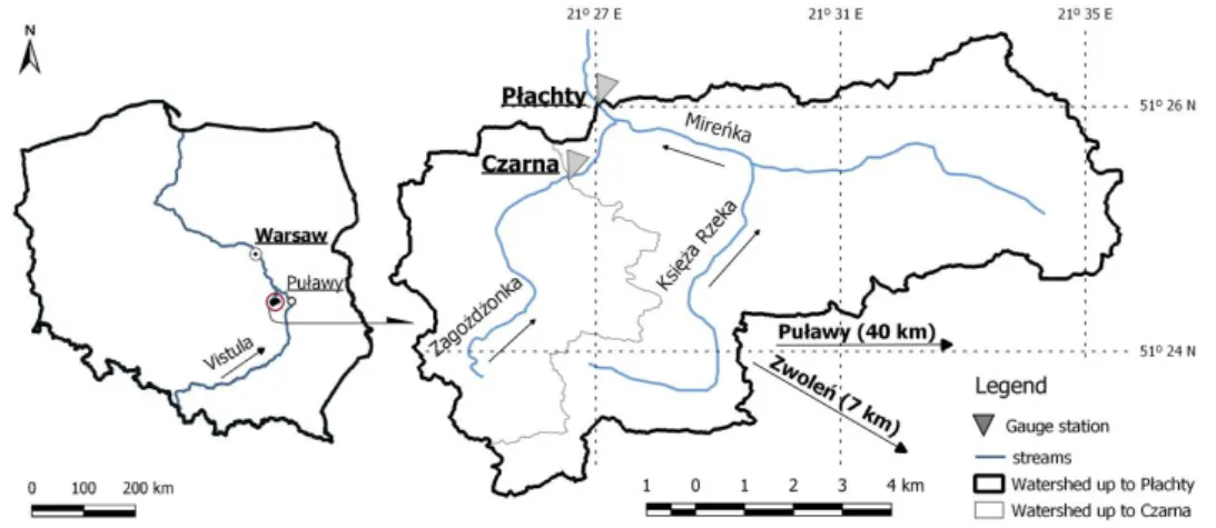 Figure 1. Locality map of the Zagożdżonka River watershed. Figure 1.Locality map of the Zago ˙zd ˙zonka River watershed.