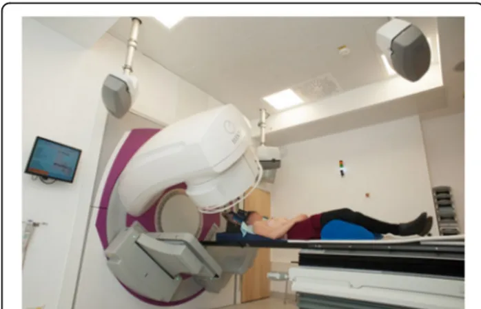 Fig. 1 Image of the installed Catalyst ™ system (showing the three Catalyst cameras) at the Department of Radiation Oncology, University Hospital, LMU Munich