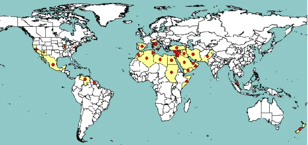 Figure 1 shows the global distribution of S. citri. Although ―stubborn disease‖ was reported in 1944  by  Fawcett  et  al.,  and  ―little  leaf  disease‖  of  citrus  was  described  in  Palestine  by  Reichert  in  1928  (reviewed  by  Calavan  and  Bové,