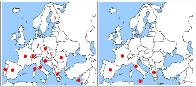 Figure 3:   European  distribution  of  C.  haematoceps  extracted  from  de  Jong  (2013), 