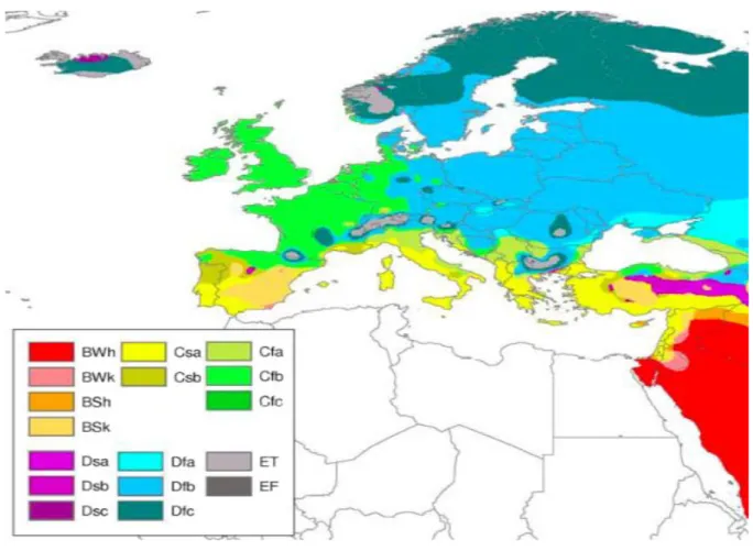 Figure 3: K €oppen–Geiger climate type map of Europe, from Peel et al. (2007)