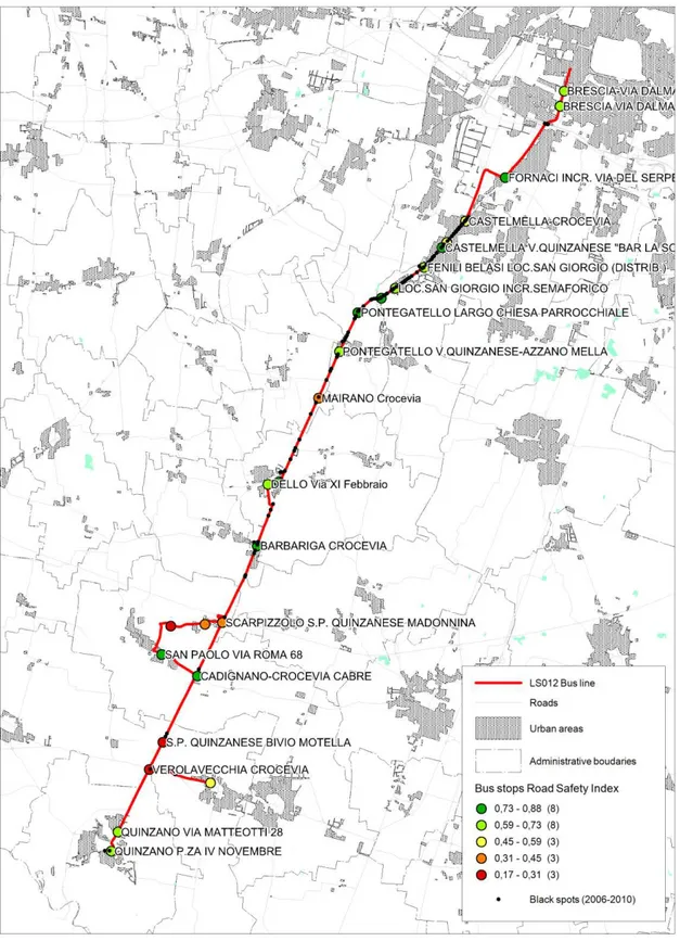 Figure 3: Road safety Index related to the LS012 bus line 