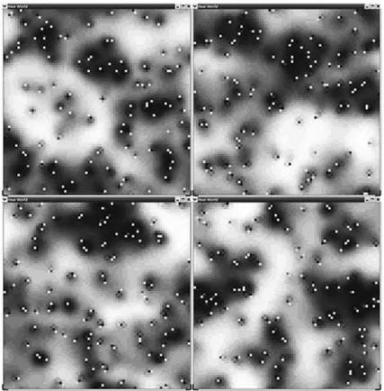 Fig. 4 Simulation setting 4 (Agents1 using H4). From top-left to top-right, and from down-left to