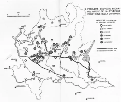 Fig. 3: Collocazione geografica delle principali industrie lombarde, fonte: ASCBs, b. 618  (per gentile concessione della Camera di Commercio di Brescia)