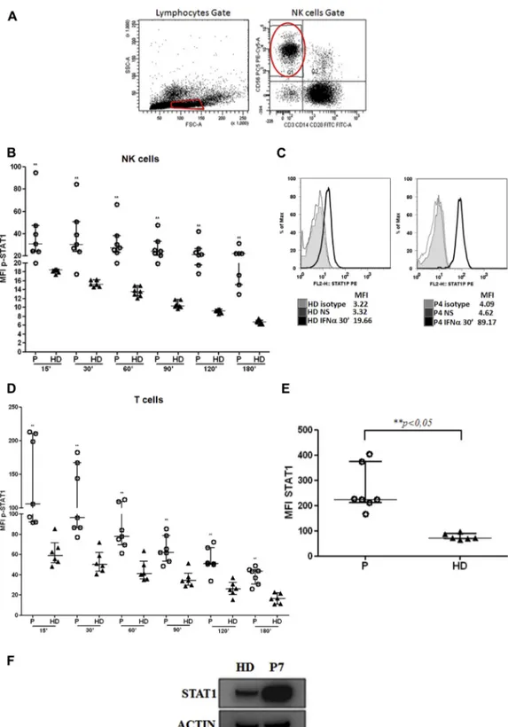 FIG E1. A, NK flow cytometric analysis. After lymphocyte gating on the basis of forward and side scatter (left panel), the NK cell gate was placed on the CD56 1 CD3 2 CD14 2 CD20 2 subpopulation (right panel)