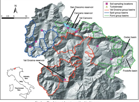 Fig. 1  -  The alpine catchments considered in this paper
