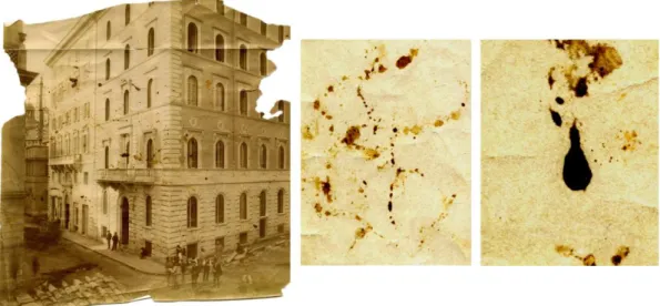 Fig. 1.24 - Particolare di una  stampa al collodio con erosioni  dovute all’azione corrodente di 