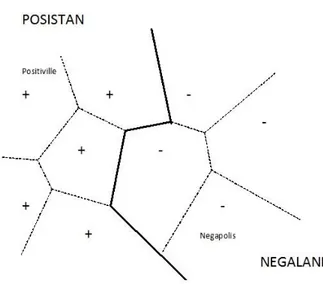 Figura 2 - Algoritmo Nearest Neighbor in azione nel confine tra due stati considerando i dati  di più città 