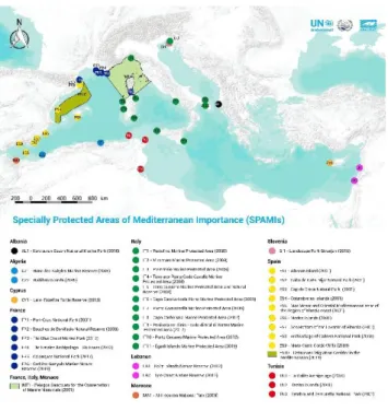 Figure 1. SPAMIs List 2017 (Retrieved from RAC/SPA 2020)  However, the presence of MPAs is not  enough to reduce  the  frequency  of  accidents  and  the  volume  of  spilled  oil  (Dalton and Jin, 2010)