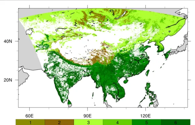 Figure 1. Classification of forest types of Asia, according to the parameterization in CLRTAP ( 2017 )