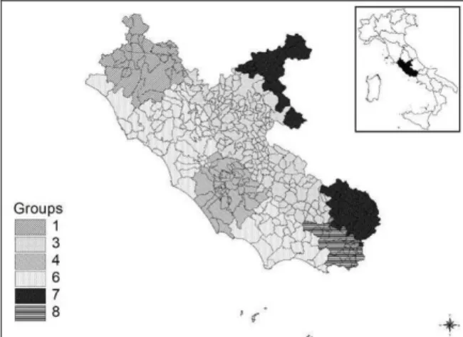 Figure 3 Groups of Municipalities from statistical cluster analysis 