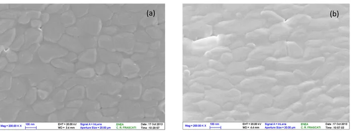 Fig. 7. SEM image of NLiF51 n°7 grown on a glass substrate (a); SEM image of the same sample tilted of 30° (b)