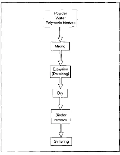 Fig. 14 Processo di produzione di monoliti a nido d’ape ceramici.  Sistemi catalitici per l’abbattimento dei VOC 