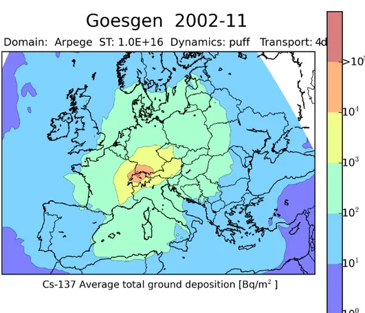 Figura 2: Deposizione totale media al suolo, Sito di Goesgen. 