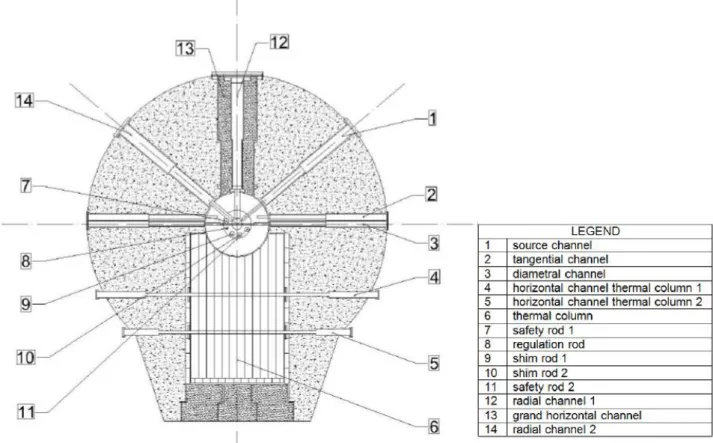 Figure 2 - Section of the reactor parallel to the floor of the reactor room at 100 cm height  [2]