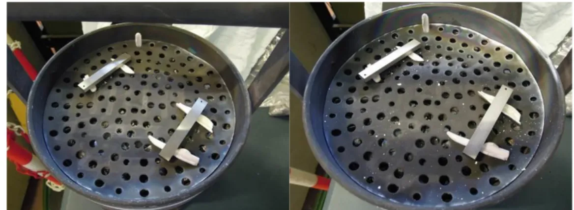 Figura  4.3  –  Aspetto  dei  provini  prima  (sinistra)  e  dopo  (destra)  il  trattamento  di  alluminizzazione  a  900 °C con stasi di 2 ore 