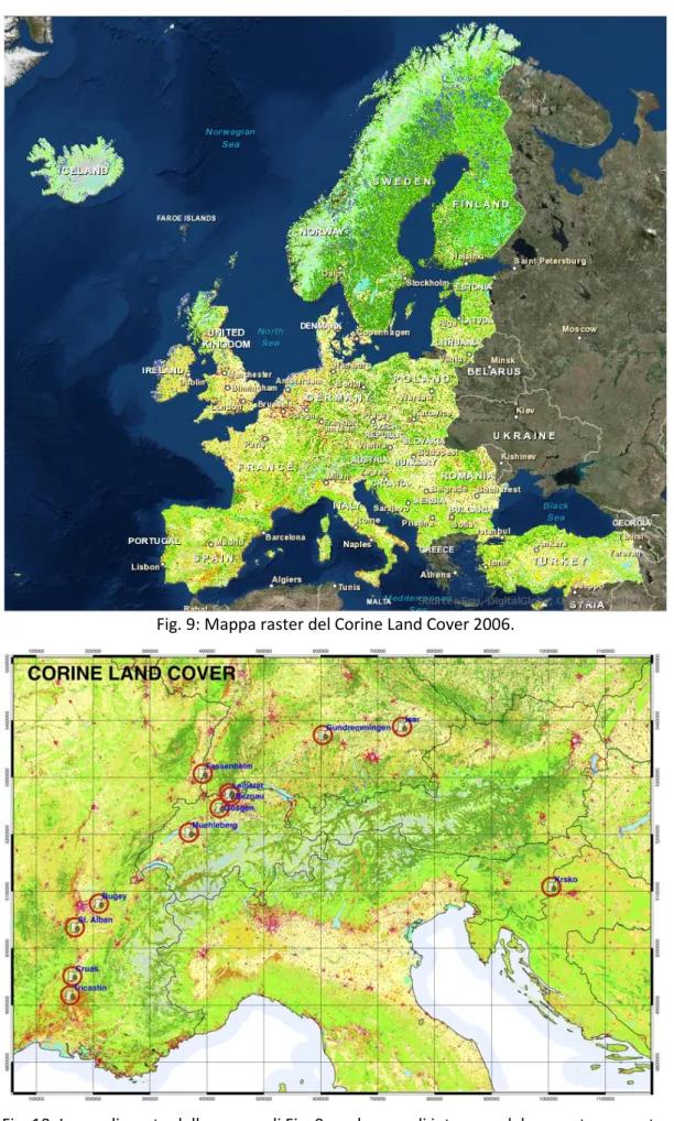 Fig. 9: Mappa raster del Corine Land Cover 2006. 