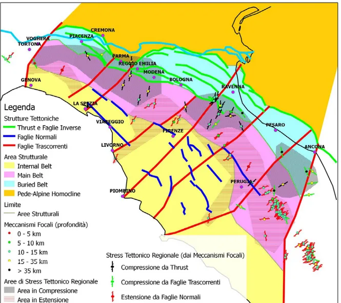 Fig. 4. Assetto strutturale dell’Appennino settentrionale (modificato da: Boccaletti et 