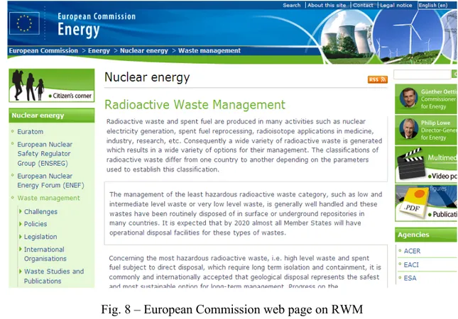 Fig. 8 – European Commission web page on RWM 