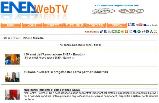 Fig. 12 – Sito web ENEA tv 