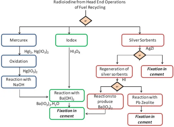 Figura 2. Tecnologie di separazione di iodio radioattivo da impianti di  riprocessamento/riciclo [2] 