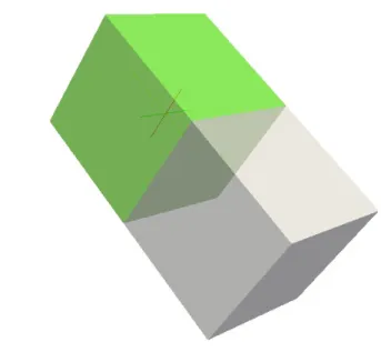 Figure 2.1: Coupling 3D-3D geometry. Domain Ω 1 ∪ Ω 2 .