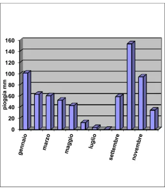 Figura 2. Sommatoria delle precipitazioni anno 2010 