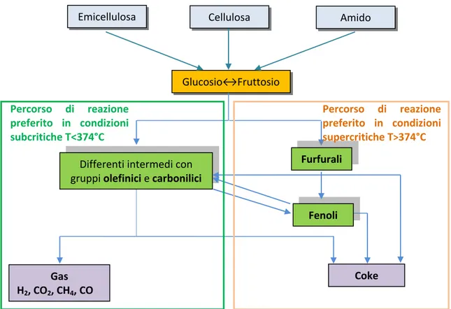 Figura 6: Degradazione dei carboidrati in condizioni subcritiche[12] 
