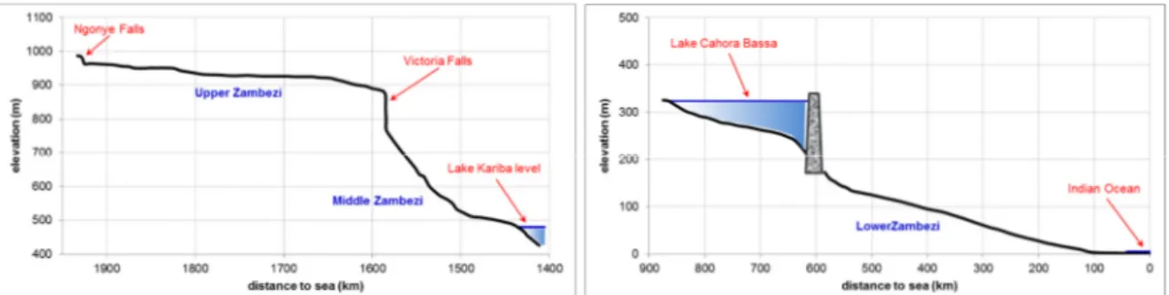 Fig. 3 – Profili longitudinali del fondo fluviale (dati da: Nugent, 1990; Ronco et al., 2010)