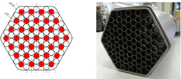 Figure 3 .Cross Section of the ICE Heat Source, and view of the spacer grid 