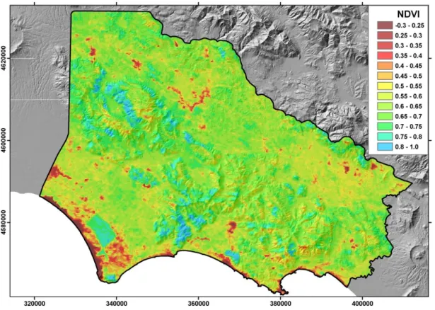 Fig. 2 - Mean 2001-2016 NDVI distribution. 