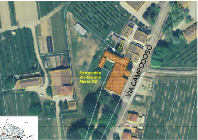 Fig. 1 -  Inquadramento geografico della Parrocchia della Visitazione di Maria Santissima su base GIS