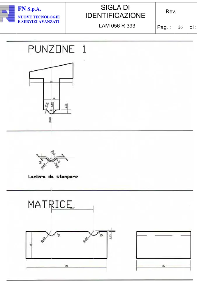 Fig. 18 – Disegno costruttivo del punzone e della matrice da realizzare mediante elettroerosione a filo 