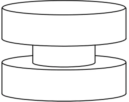 figura 3.3  : visione delle varie superfici e dei patches di una                  cella base discretizzata con 6 elementi lungo  φ  e 1 