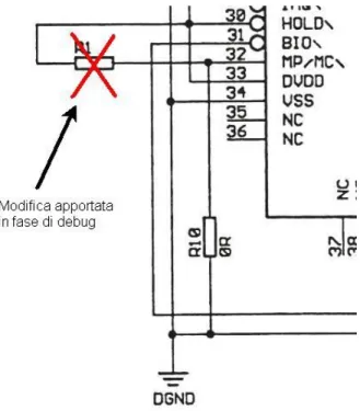 Figura 2: Messa a GND di /MC per attivazione bootloader 