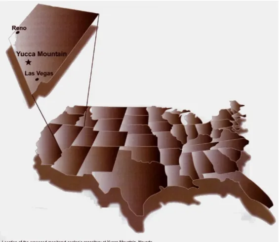 Figura 4.4 – Locazione del sito della Yucca Mountain in USA 