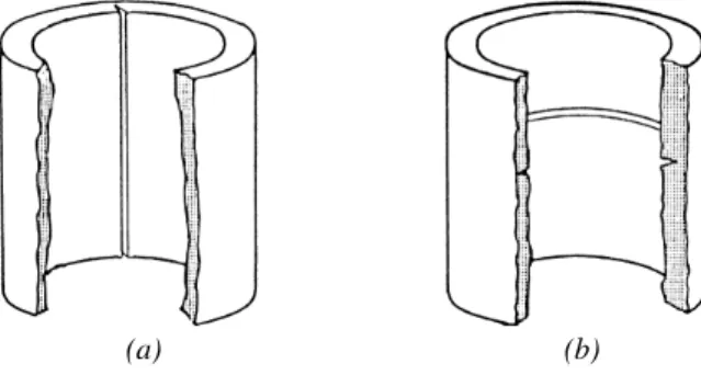 Fig. 1.1 cricca monodimensionale assiale (a) e circonferenziale (b) 