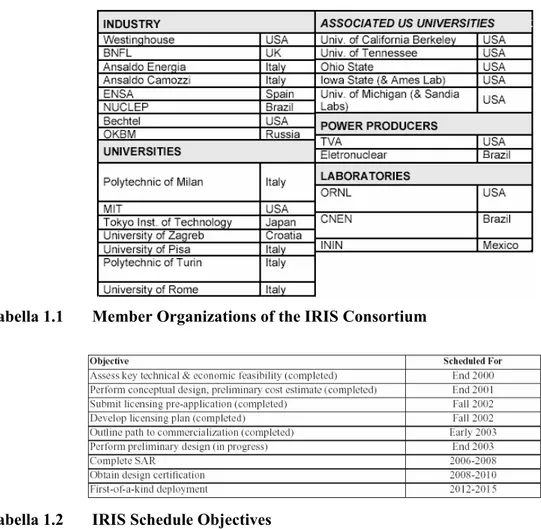 Tabella 1.1  Member Organizations of the IRIS Consortium 