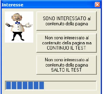 Figura 3.4 – All’inizio di ogni test l’utente è chiamato ad esprimere il grado di  interesse per la pagina web mostrata tramite la finestra di controllo “Interesse”