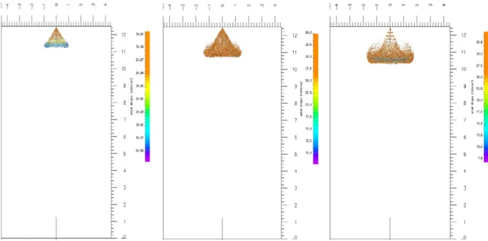 Fig. 8.8 - Da sinistra a destra immagini computazionali dello spray Pintle, rilevate 