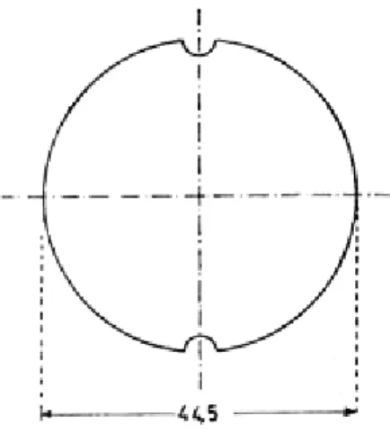 Fig. 3.5.5.1 : Forma e dimensioni del provino per la prova allo scoppio 