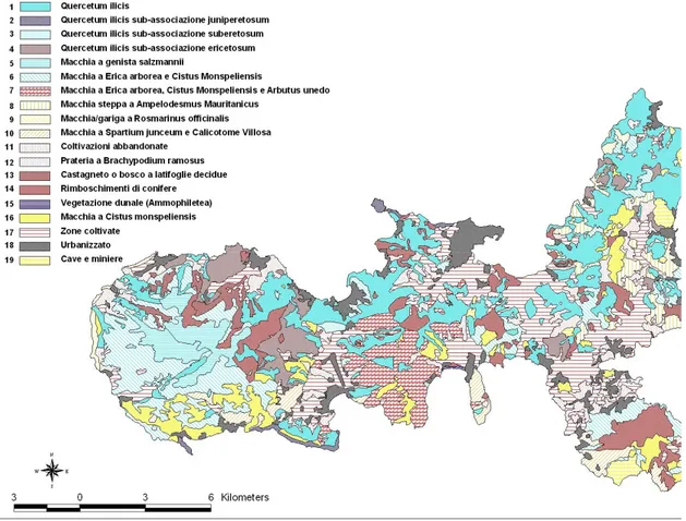 Figura 2.8: Carta della vegetazione dell’isola d’Elba