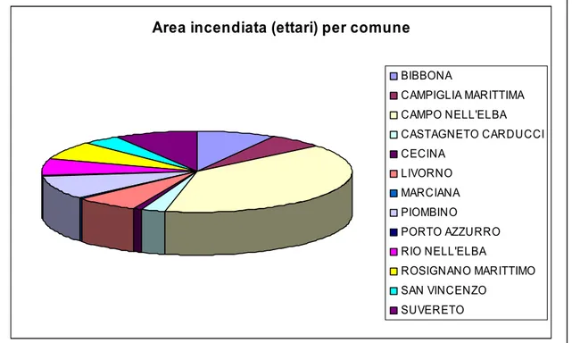 Figura 5.3 Grafico della distribuzione areale degli incendi 