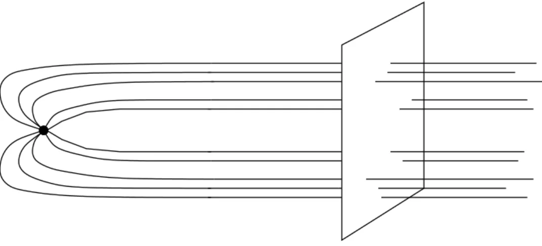 Figura 2.3: Flusso del campo attraverso un piano perpendicolare all’asse del vortice.