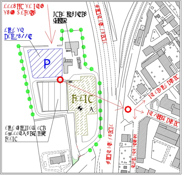 Figura 1-5.   Planimetria dell’area di cantiere con indicazione dei punti da collegare  