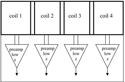 Fig. 2.15 Connessione di ogni bobina al preamplificatore  