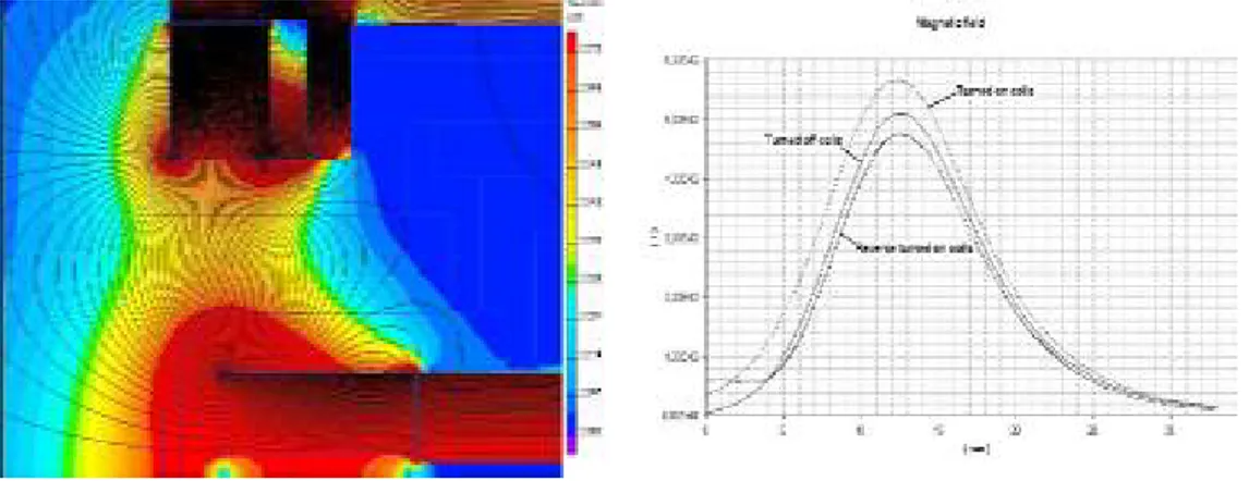 Figura 3.3 - Andamento del campo magnetico tra i due poli 