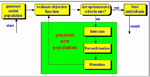 Figure 1: Schematizzazione di un algoritmo genetico standar 
