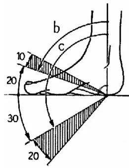 Figura 4 angoli relativi al movimento di flesso- flesso-estensione misurati e dalla pianta del  piede all’asse della gamba