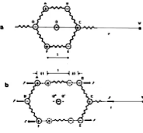 Figura 2.1  Modello del reticolo cristallino per lo studio dell’effetto piezoelettrico 